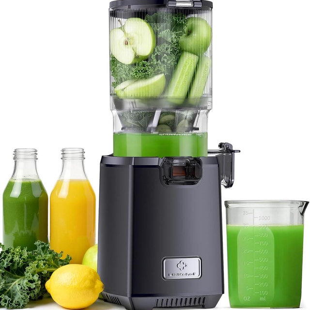 LINKChef Cold Press Juicer Machines, 130mm Diameter and 1.8L Capacity Juicers Whole Fruit and Vegetable, 250W Masticating Slow Juicer with Automatic Cutting, BPA-Free Tritan
