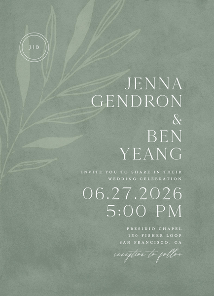 Castille Portrait | Sage | Zola Wedding Invitations