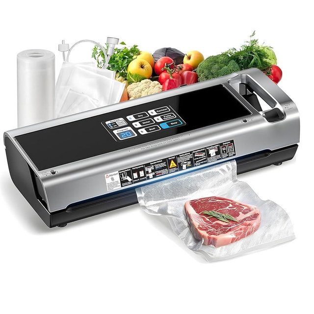 90KPa Portable Vacuum Sealer Machine for Food, One-Touch Open Lid, Detachable & Easy to Clean, Vertical Placement Saves Space, Powerful Suction for Freezer Bags & Food Storage