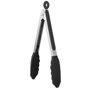 Kitchen Tongs: 9 inch Silicone Cooking Tong (Black)