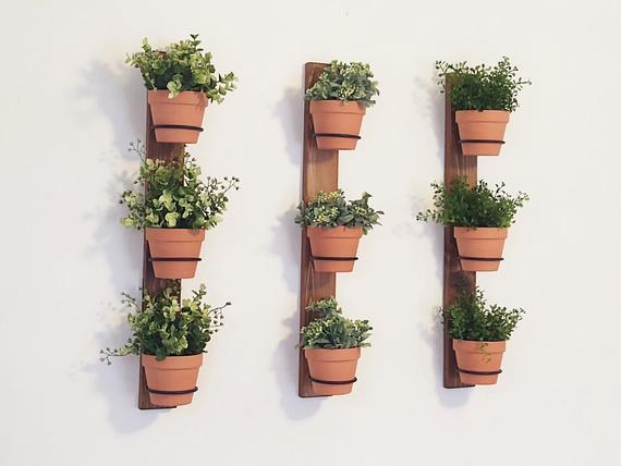 Modern Farmhouse wall herb garden, wall mount herb garden, terra cotta wall planter, Kitchen wall garden, Wall planter, terra cotta pots