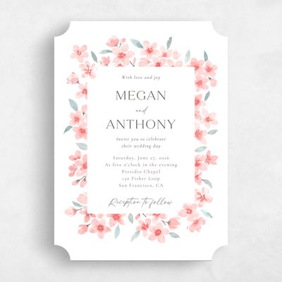 Pink Ticket Wedding Invitation - Shinya Classic