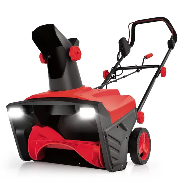 Costway 20'' Electric Snow Thrower 120V 15Amp Snow Blower with 180° Rotatable Chute 2 Lights