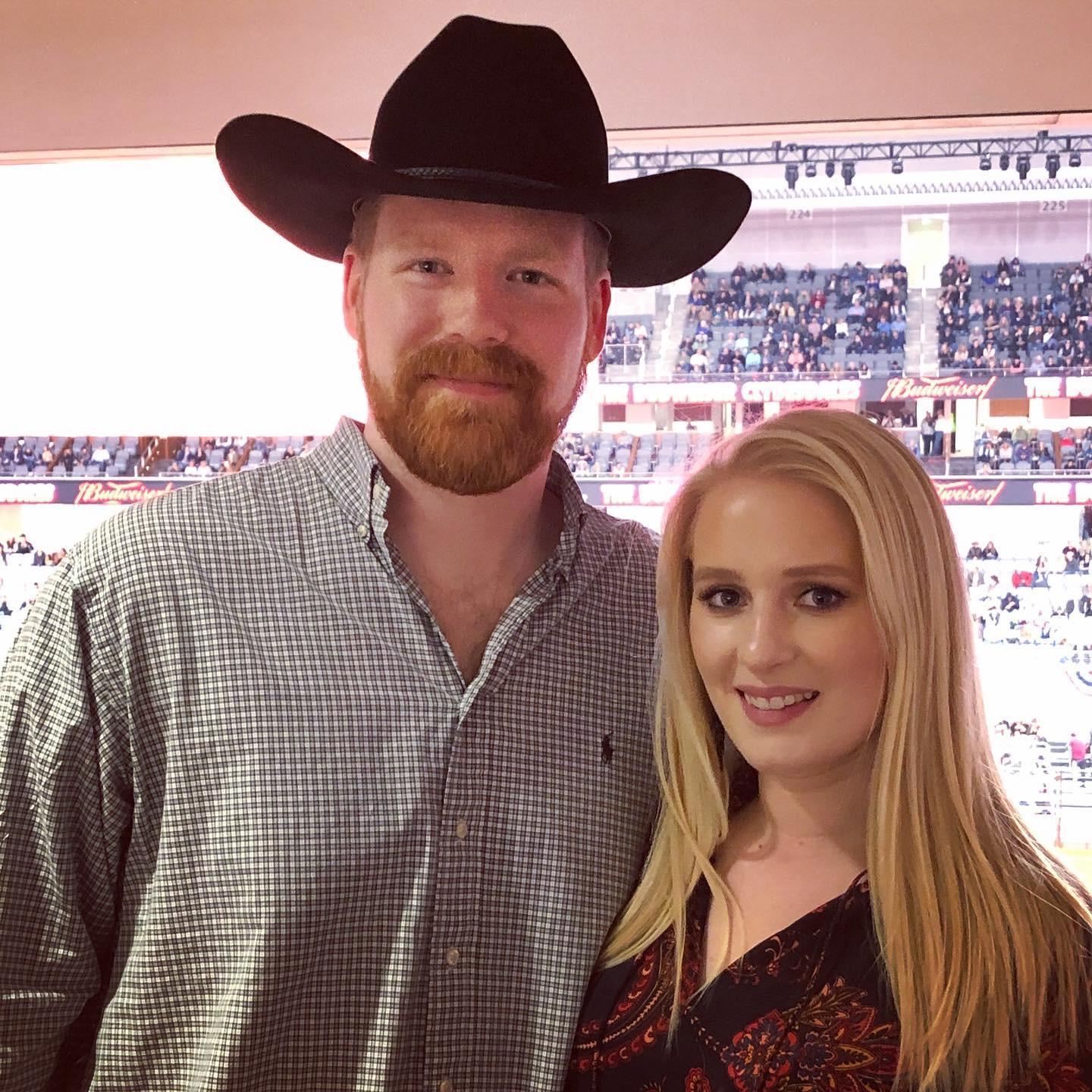 Our first rodeo, I got box seat tickets from my company and we even had our own butler!