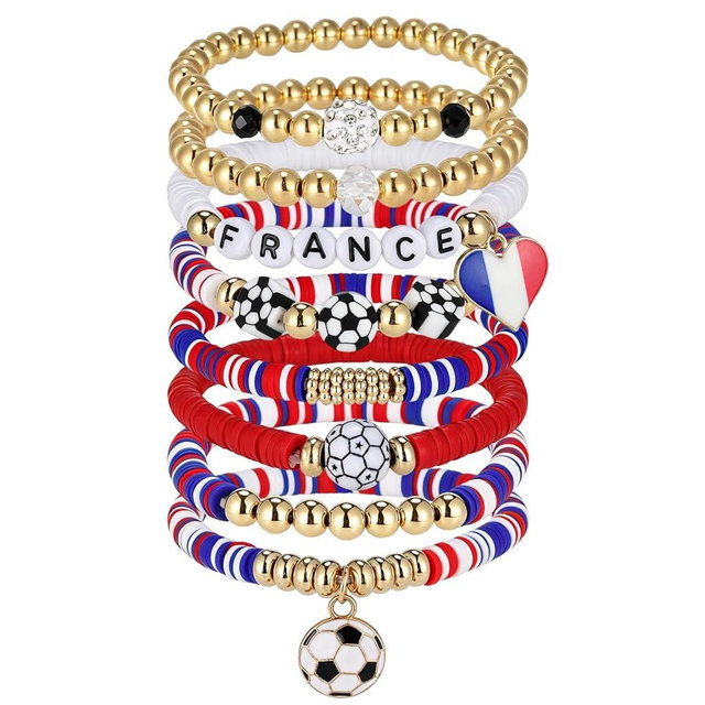 Magibag 8 Pack Soccer Bracelets for Women, World Cup 2026 Game Day Mom Accessories & Outfits Jewelry Sports Fans Gifts, Stackable Beaded Football Bracelets Soccer Essentials