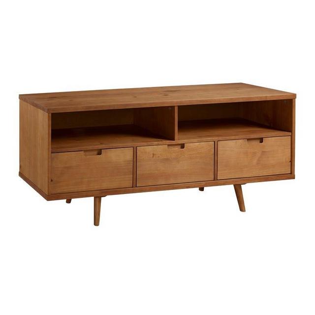 Caramel Mid-Century Modern 3-Drawer 58" TV Stand
