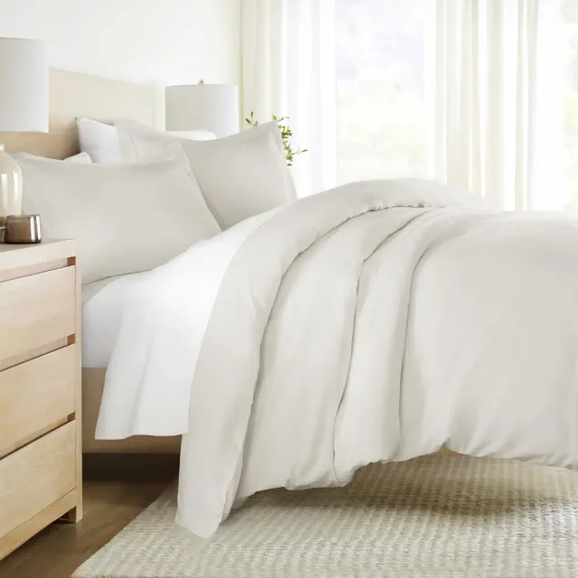 3 Piece Brushed Cotton Duvet Cover Set - Washed for Extra Softness - 100% Long Staple Sateen Weave Cotton - Becky Cameron, Full/Queen
