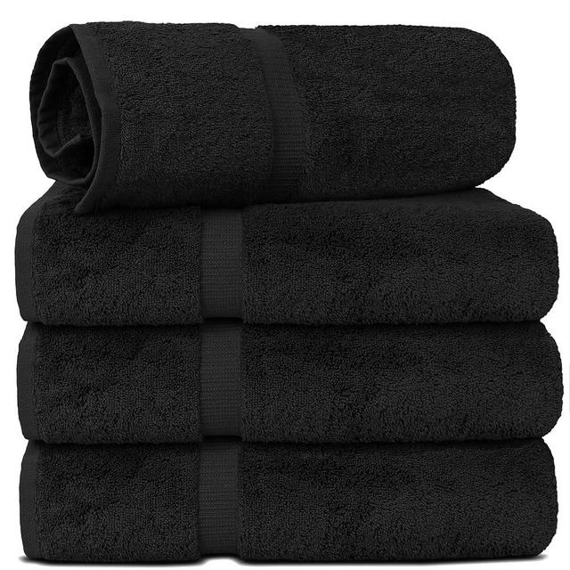 Chakir Turkish Linens | Hotel & Spa Quality 100% Cotton Premium Turkish Towels | Soft & Absorbent (30x60 Inches Extra Large Bath Towels, Set of 4 -Black)