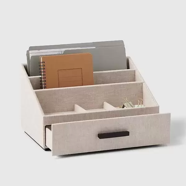 Marie Kondo Harmony Linen Desktop Organizer with Drawer