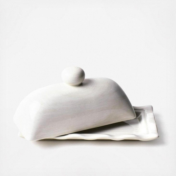 by Laura Johnson Signature White Ruffle Domed Butter Dish