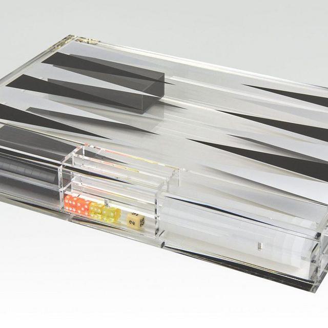 Lucite Black & White Backgammon Set