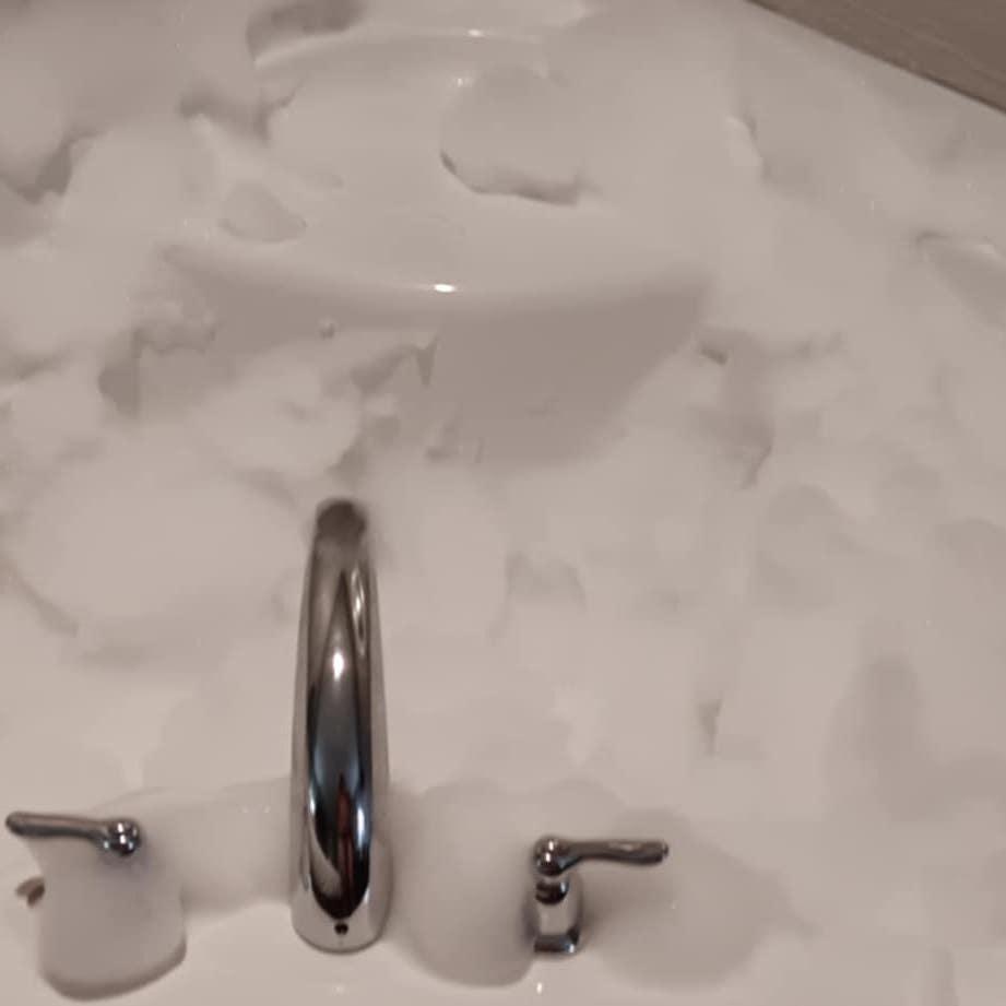 Too much soap in the jacuzzi!