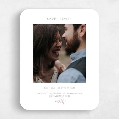 Pink Rounded Wedding Save the Date - Kently Photo