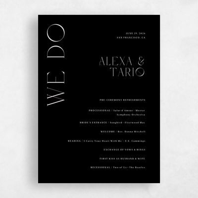 Black Wedding Program - Gothenburg