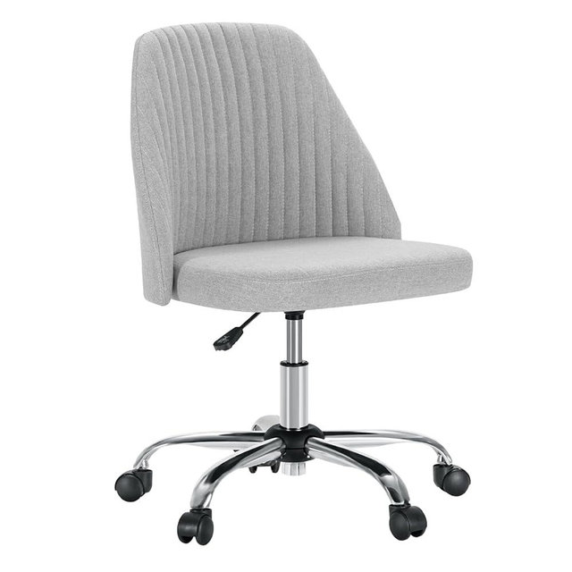 DUMOS Office Chair, Comfy Desk Chair Rolling Vanity Swivel Task Chairs with Wheels, Wide Seating Armless Height Adjustable Computer Chairs for Home,Bedroom,Student,Adults, Classic Grey