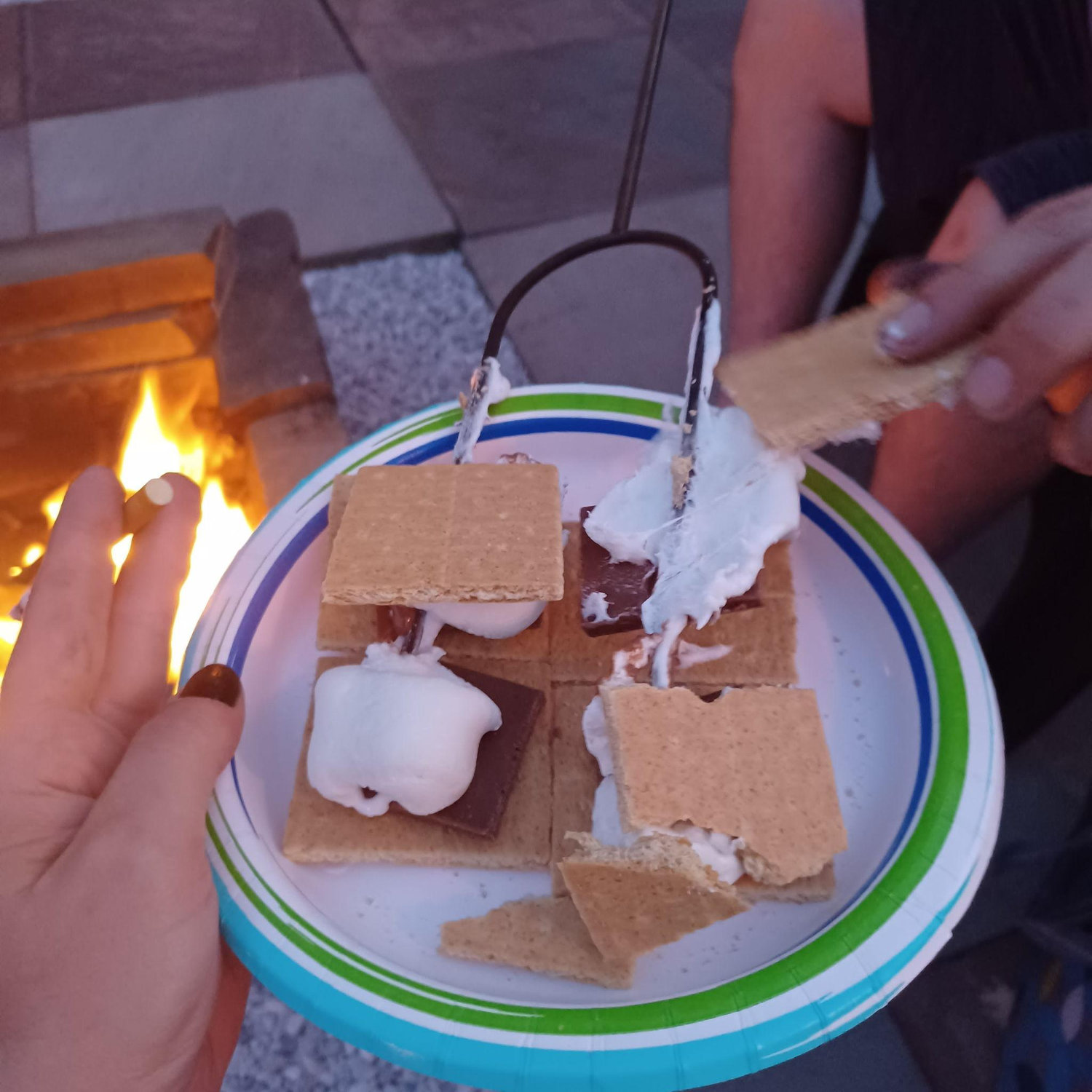 Making S'mores.