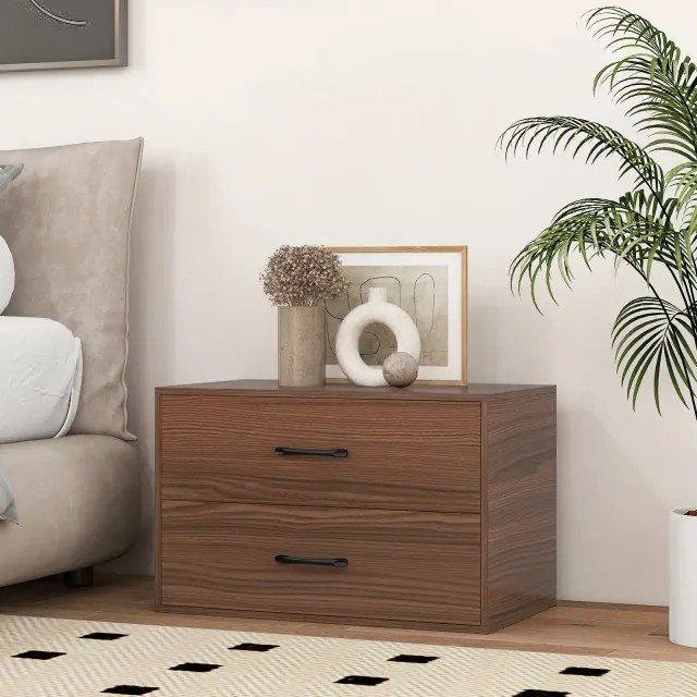 Costway 2-Drawer Dresser Stackable Horizontal Storage Organizer w/Handles Espresso