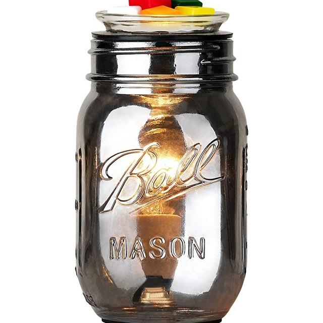 Hituiter Glass Jar Fragrance Warmer- Wax Burner Melter Plug-in for Warming Scented Candle Wax Melts Warmer and Tarts or Essential Oils (Black)