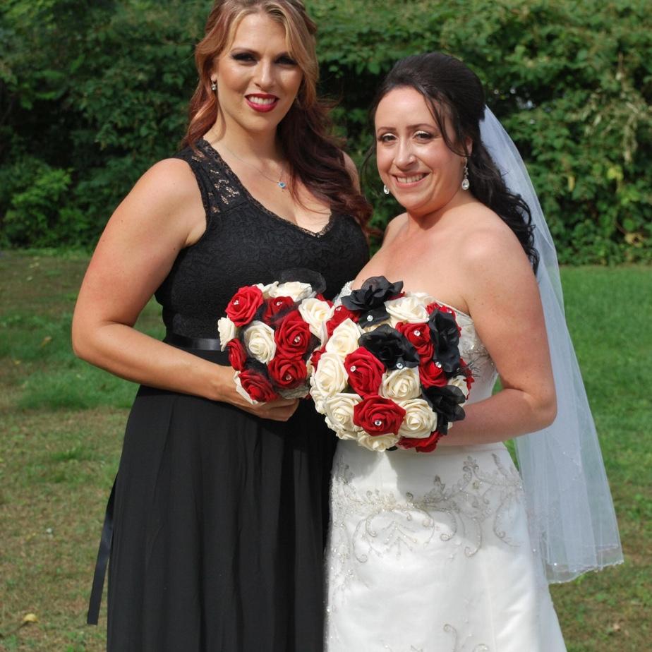 With the maid of honor, on her biggest day! My sister by choice.