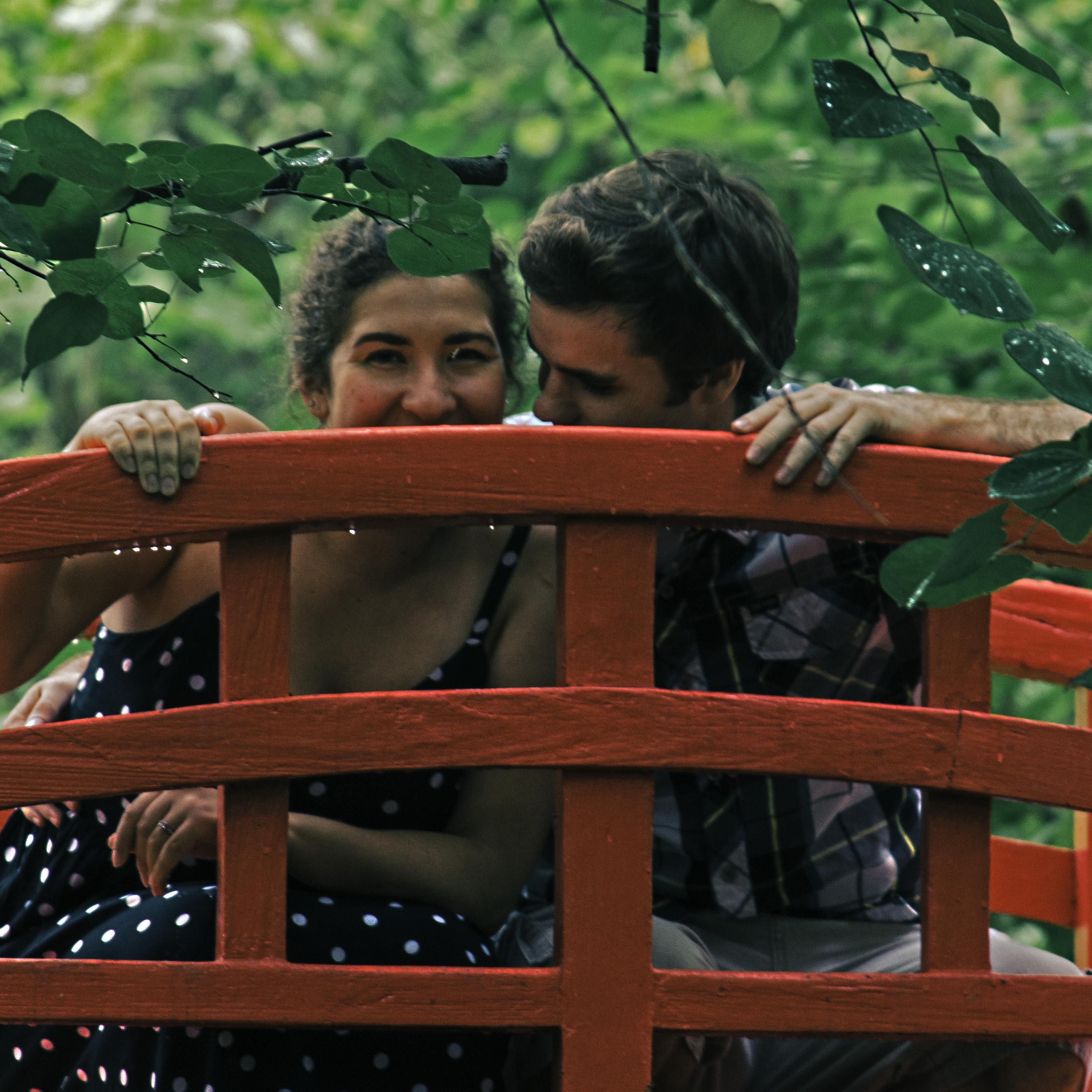 This is Justine's favorite engagement photo because we're hiding.