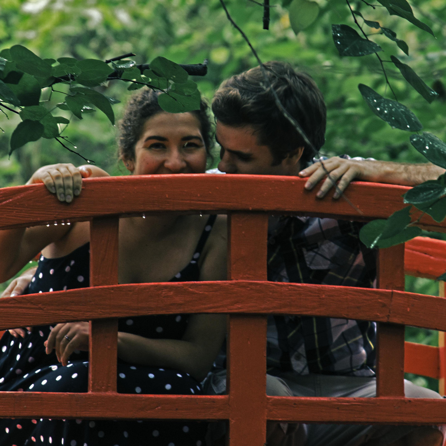 This is Justine's favorite engagement photo because we're hiding.