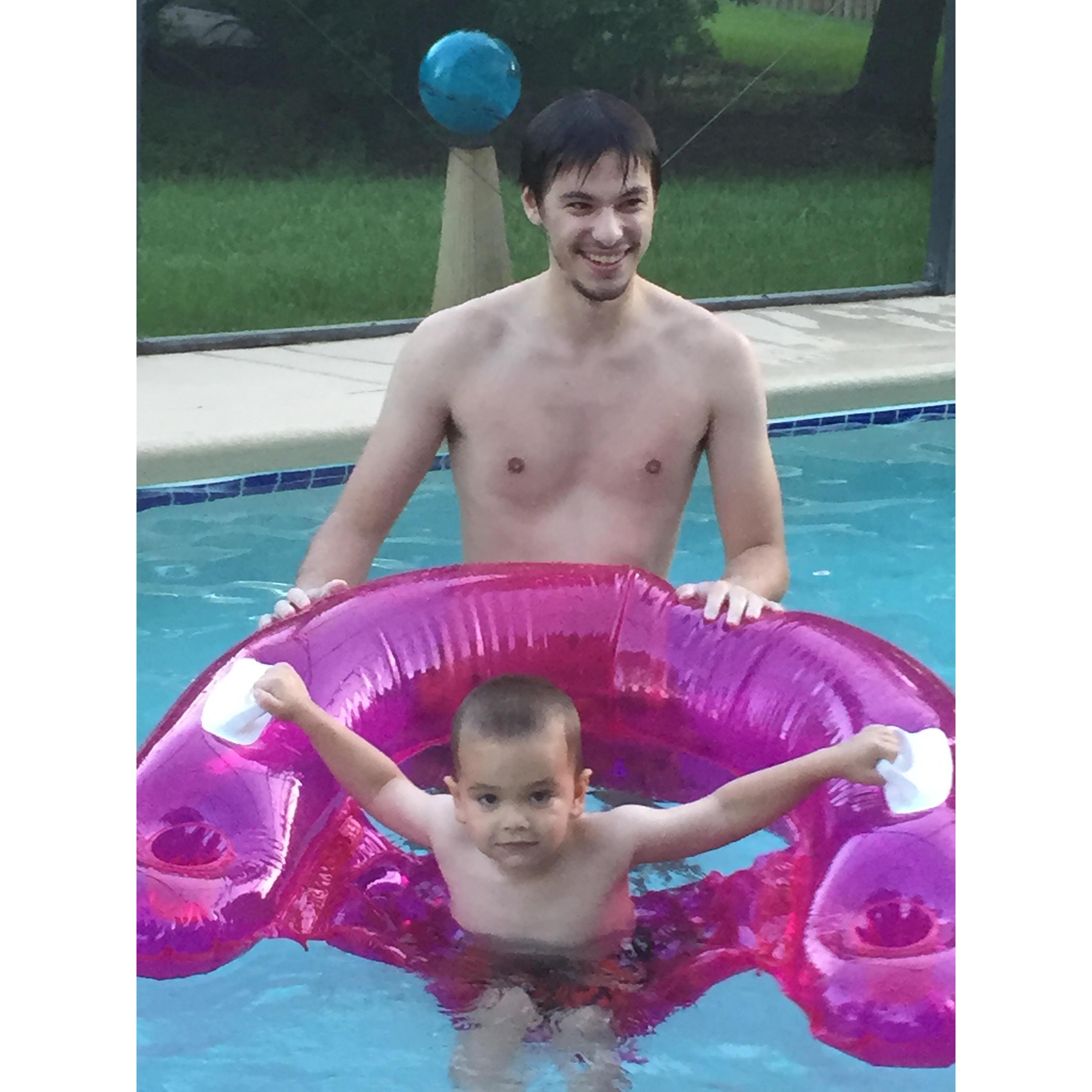 Tim and cousin Travis, who when visiting thought the sand was snow :)