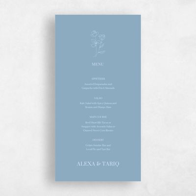 Dusty Blue Wedding Menu - Maywood