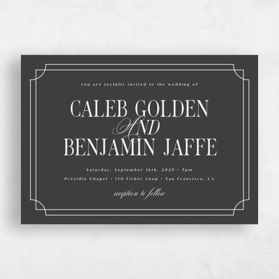 Dark Charcoal, Grey Wedding Invitation - Cato Landscape