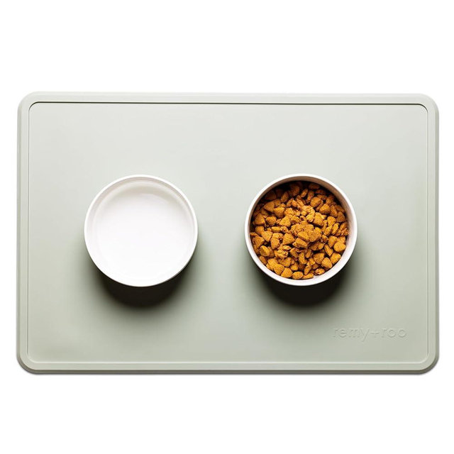 Remy+Roo Sage Silicone Dog Food Mat for Pet Bowls | Cat Food Mat | Premium Dog Bowl Mat | Dog Food Mats for Floors Waterproof100% | Non-Slip Pet Bowl Mat | Dishwasher Safe | Dog Mat for Food and Water