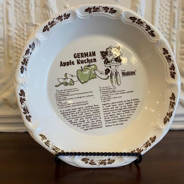 Watkins-German Apple Kuchen Pie Plate with Recipe