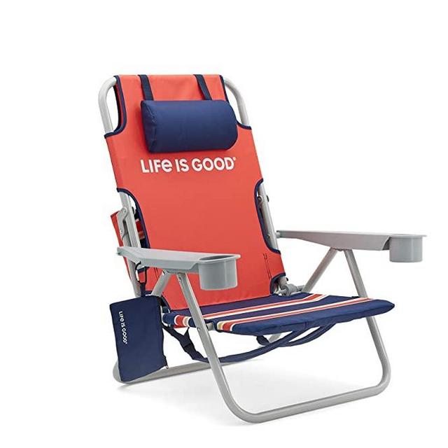 Life is Good LIGBC-OD-1PK Beach Chair, Short, Orange Daisy