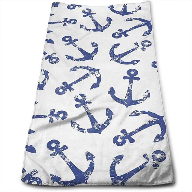 MSGUIDE Nautical Retro Anchors Hand Towels for Bathroom Clearance Decor Face Towels Microfiber Towels Soft Fingertip Towel for Gym Yoga Spa Pool Sport Hotel