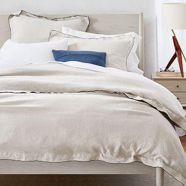 European Flax Linen Merrow Edge Duvet Cover & Shams
