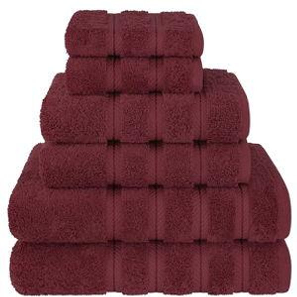 American Soft Linen Luxury 6 Piece Towel Set, 2 Bath Towels 2 Hand Towel 2 Washcloths, 600 GSM 100% Cotton Turkish Towels for Bathroom, Bordeaux Red Towel Sets