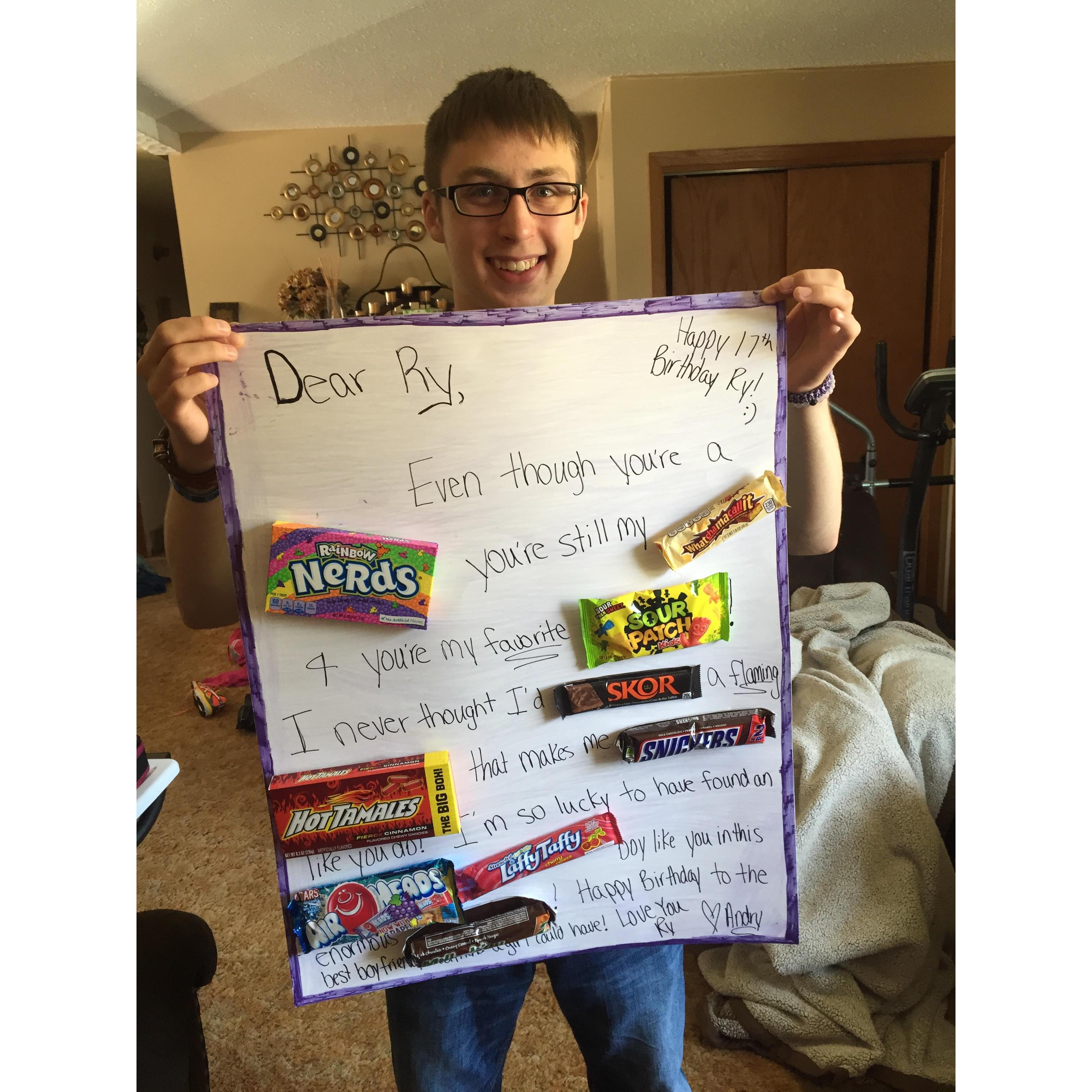 Riley's 17th birthday! Andrea's best gift over the years.... the very first one!