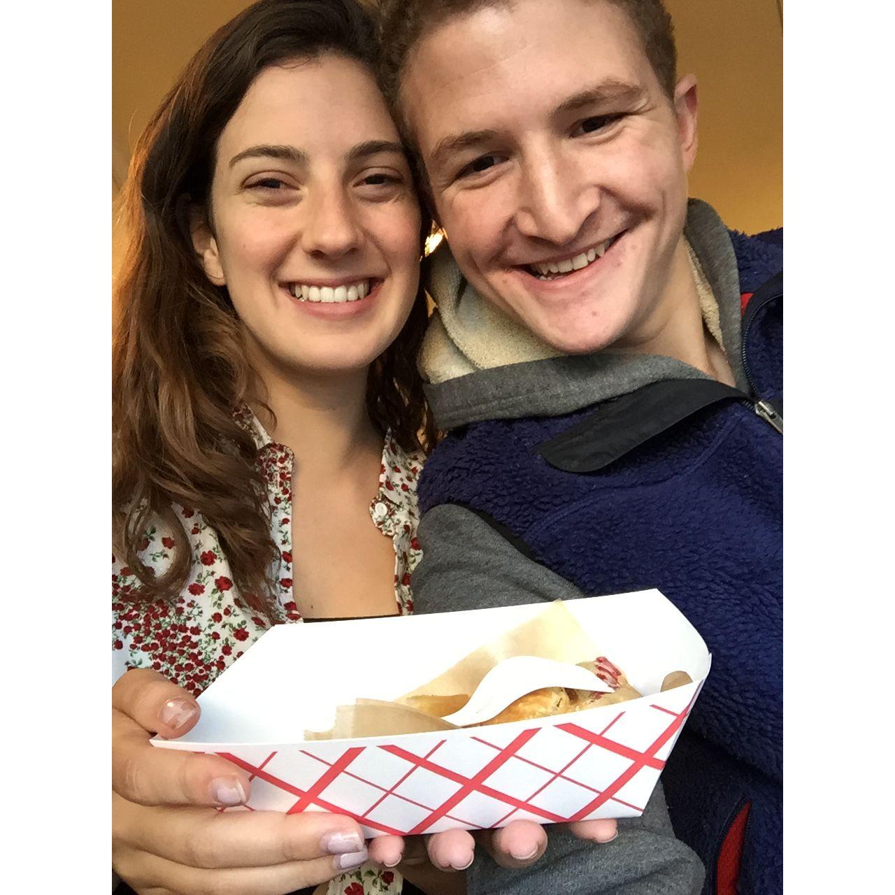 Oliver and Lizzy eating pie!