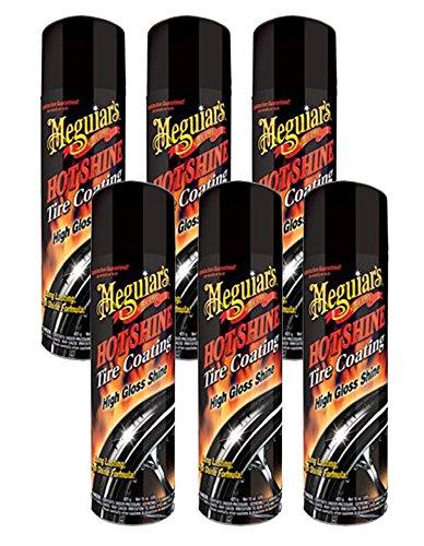 MEGUIAR’S Hot Shine High Gloss Tire Coating, Tire Protectant for Long-lasting Satin Finish, Prevents Tire to Dry Rot, 15 oz, 6 Packs