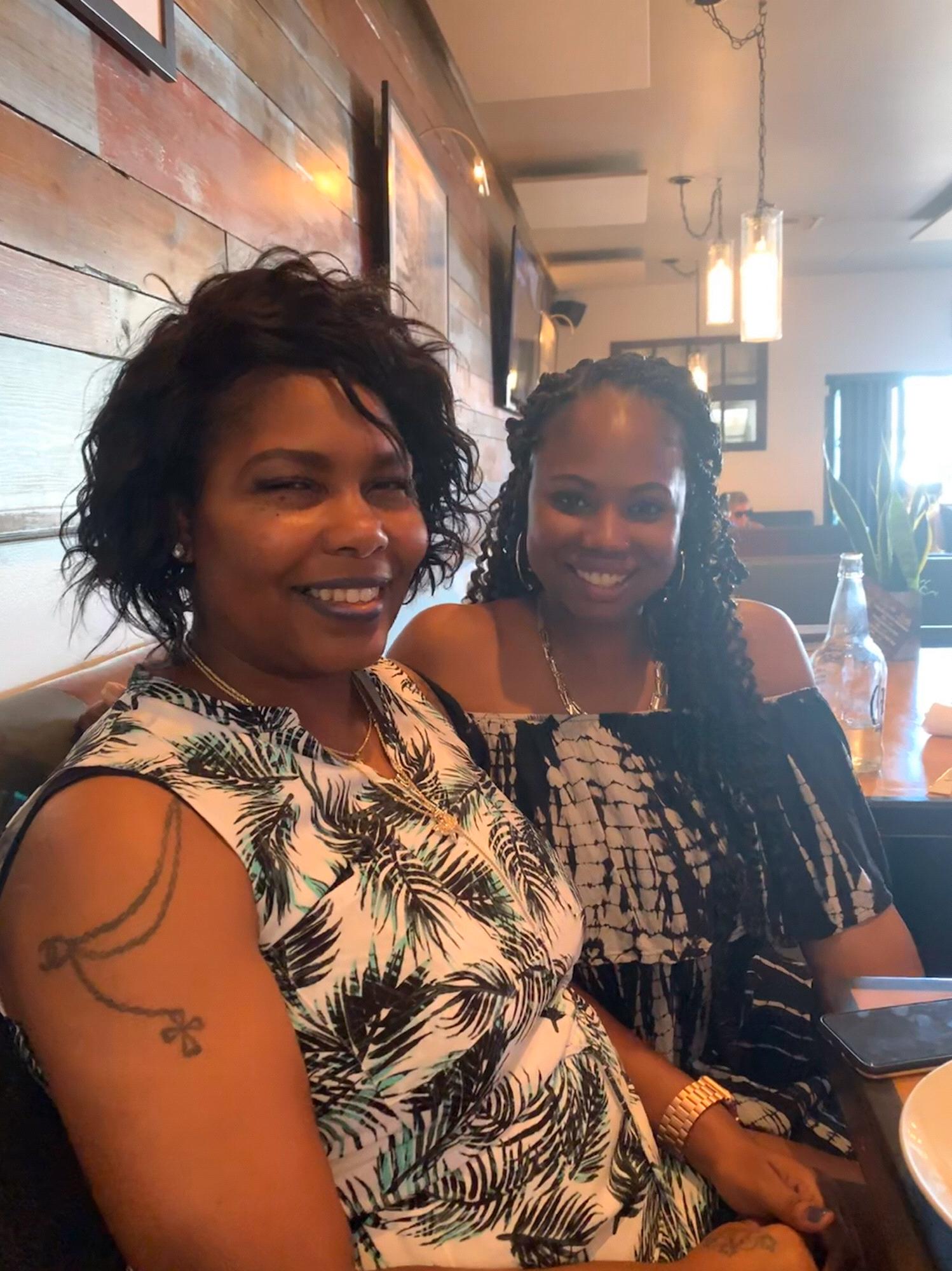 Mechellé with her friend and bridesmaid, Chanelle.
