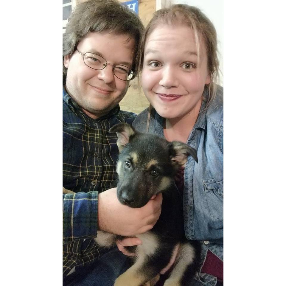 That one time we showed up to the New Year's Eve party with a puppy... Who is our whole world :) Baby Nova and the baby floppy ears she still hasn't grown into