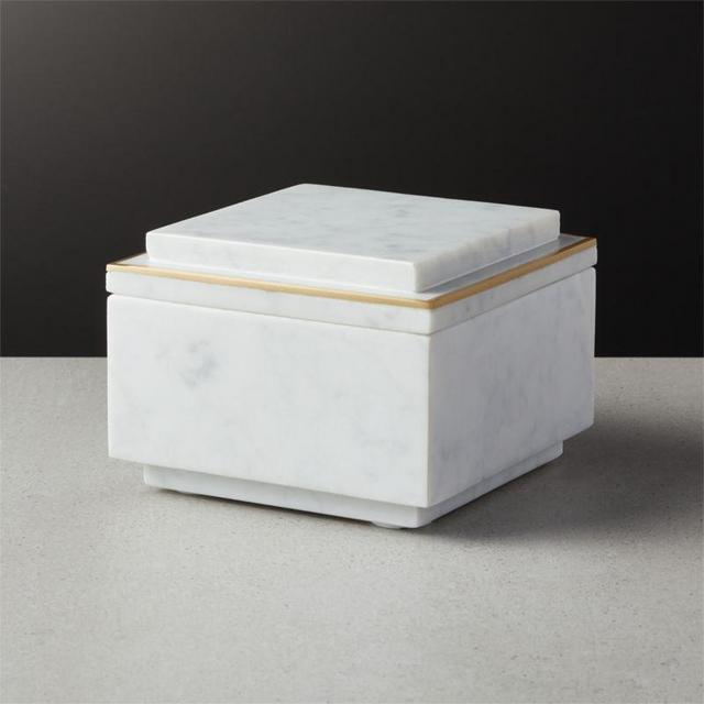 Step Marble and Brass Box with Lid