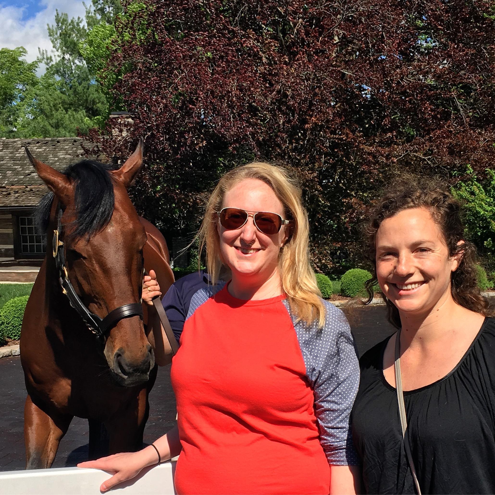 Julia and her maid of honor, Elizabeth, with a guest appearance by the only living Triple Crown winner, American Pharoah. Kentucky, April 2017.