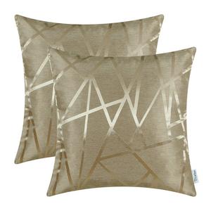 Pack of 2 CaliTime Throw Pillow Covers Cases for Couch Sofa Home Decor, Modern Triangles Abstract Lines Geometric, 18 X 18 Inches, Amber Gold