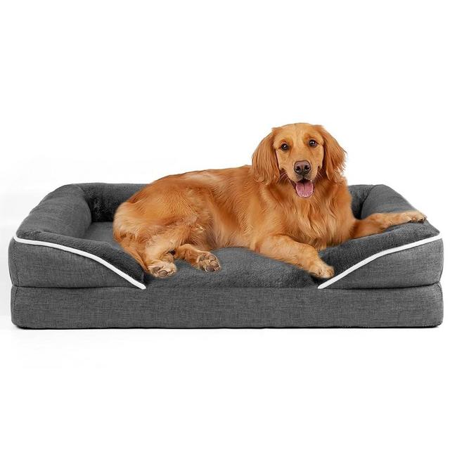 DogBaby Dog Beds for Large Dogs, Washable Large Dog Bed, Dog Couch Bed for Comfortable Sleep, Orthopedic Egg Foam Bolster Dog Bed with Removable Washable Cover and Nonskid Bottom Couch, Pet Bed