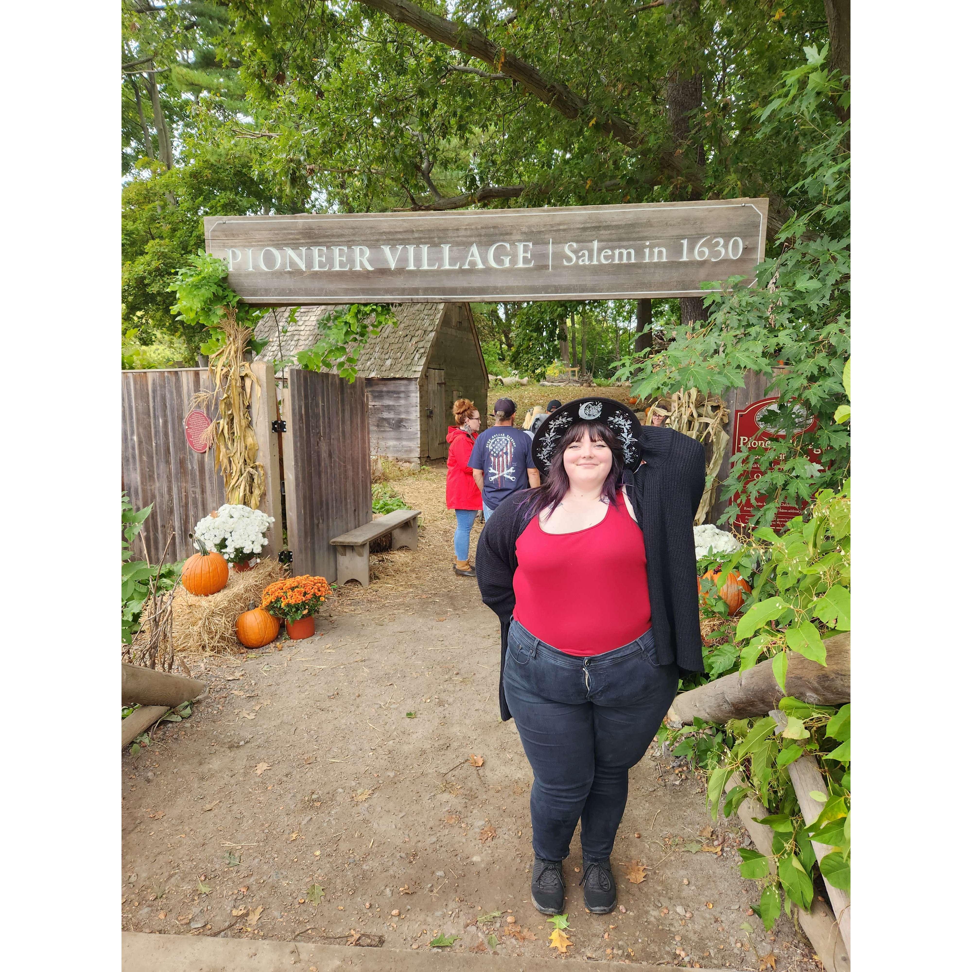 Salem Pioneer Village, the final stop of our Hocus Pocus tour!  This is where they filmed the opening of the movie.  The village exhibit was originally built in the 1930s!