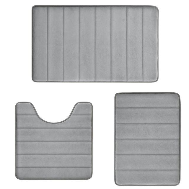 Bathroom Mats Memory Foam Bath Rug Set 3 Piece Non-Slip Bath Mats, Absorbent Shaggy Rugs, Machine Wash, Perfect Plush Bathroom Rugs, BathCarpets Set,Bath Mats for Bathroom Home Decor Accessories