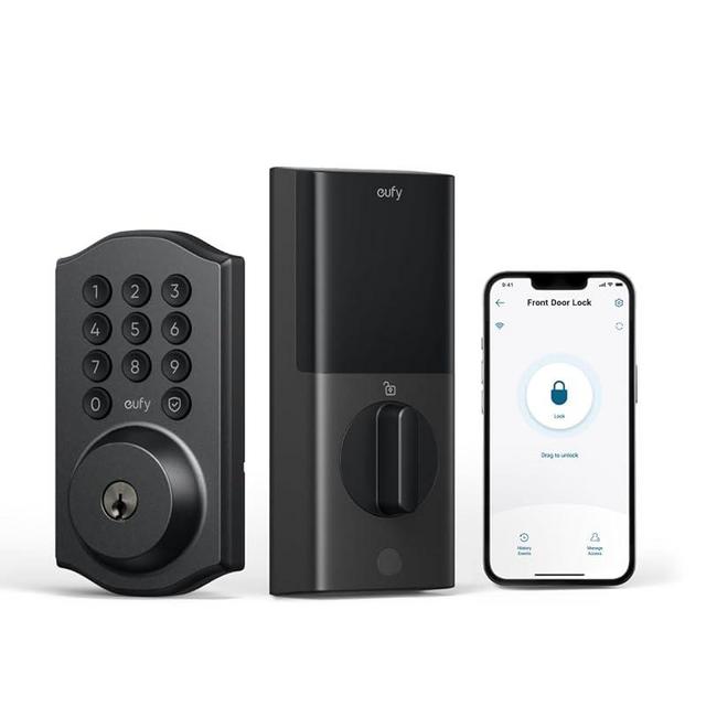 eufy Security Smart Lock C30, Keyless Entry Door Lock, Built-in WiFi Deadbolt, Smart Lock for Front Door, No Bridge Required, Easy Installation, App Remote Control, Auto Lock, Traditional, Black