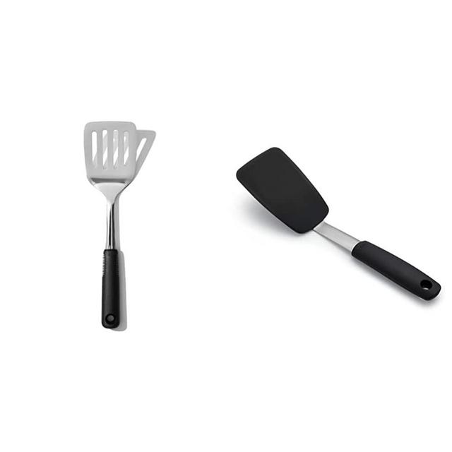 OXO Good Grips Stainless Steel Turner & Good Grips Small Silicone Flexible Turner Black