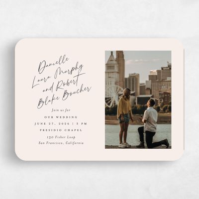 Beige Rounded Wedding Invitation - Atlas Photo