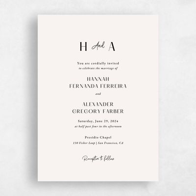 Light Oatmeal, Beige Wedding Invitation - Milford Type