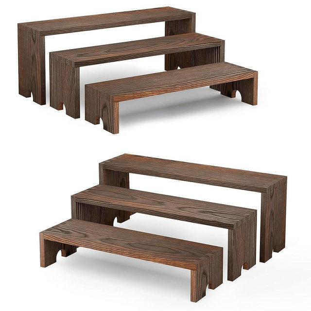 Nyamofly 2 Set Wooden Cupcake Stand for Decor, 4 Tiered Stackable Display Risers, Farmhouse Decor Wood Dessert Table Display Set for Party, Vendor Events, Dark Brown
